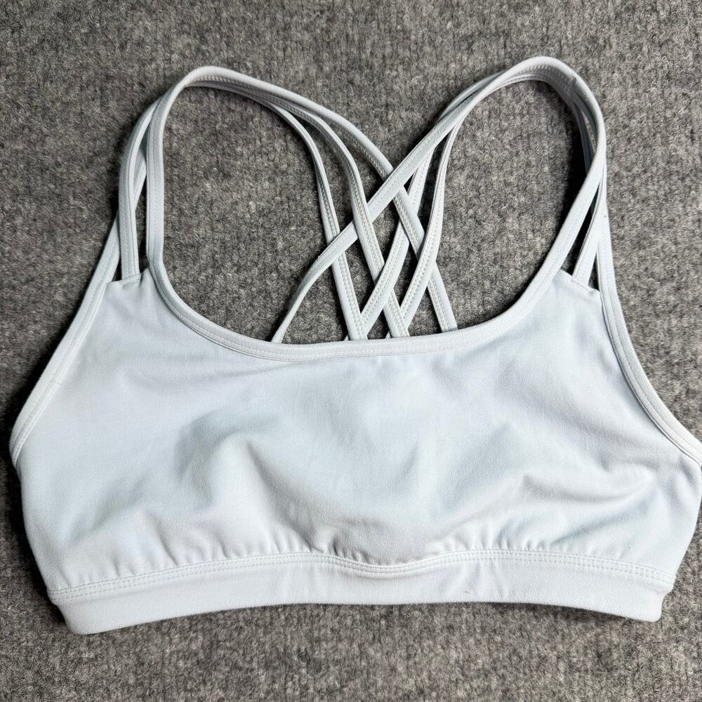 Athleta XS Light Blue Strappy Back Sports Bra Low‎ Impact Yoga Bra